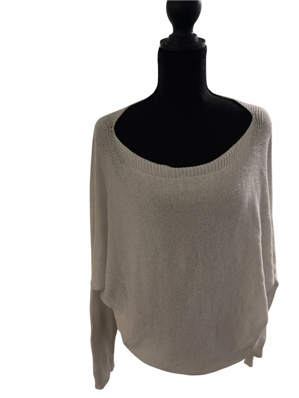 Source Unknown Off-the-Shoulder Light Gray Knit Sweater